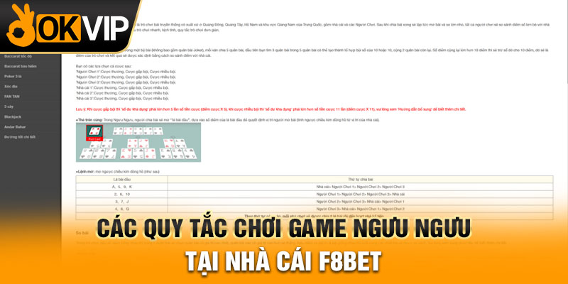 Các quy tắc chơi game ngưu ngưu tại nhà cái F8bet
